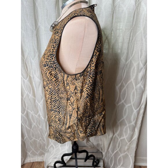 VTG 90s Blue Ice silk Animal Print Safari reptile snakeskin Sleeveless Top12 - Picture 8 of 11